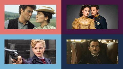 Montage photo de quatre séries avec des personnages seuls ou des couples.