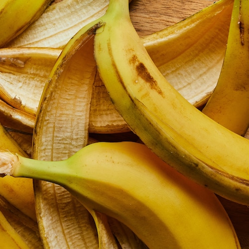 Des pelures de banane en grand plan.