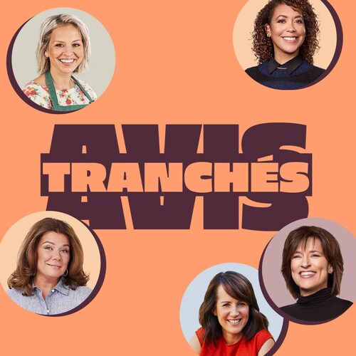 Les visages de cinq animatrices d'émissions de télévision avec le nom de la websérie Avis tranchés.