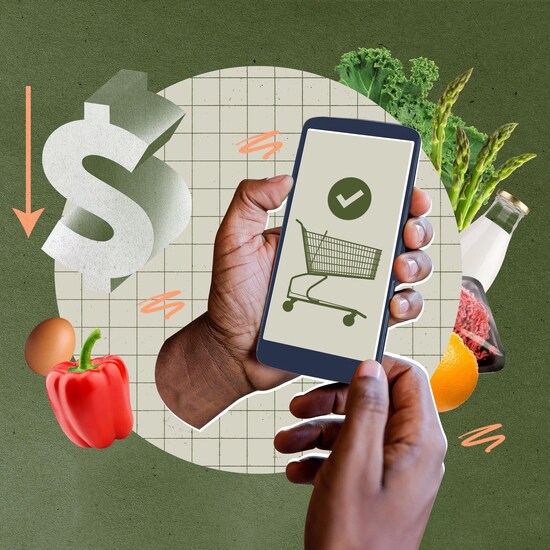Une image de téléphone avec fruits et légumes.