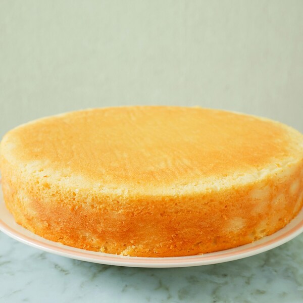 Un gâteau blanc et rond dans une assiette.