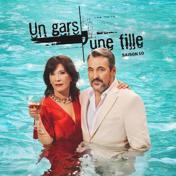 Visuel promotionnel de la série Un gars, une fille, saison 10, avec Sylvie Léonard et Guy A. Lepage.