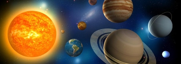 Représentation artistique du système solaire.