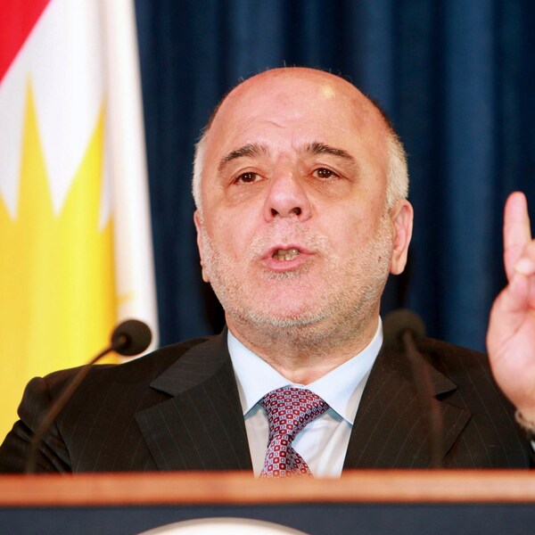 (Archives) Le premier ministre irakien Haïdar Al-Abadi s'adresse aux médias.