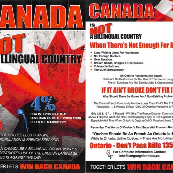 Sur les documents, uniquement en anglais, on peut notamment lire que « le Canada n'est pas un pays bilingue ».