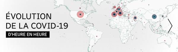 Carte montrant les cas de coronavirus par pays