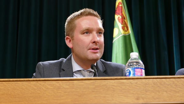 Le ministre de l'Éducation de la Saskatchewan, Jeremy Cockrill, le 20 octobre 2023.