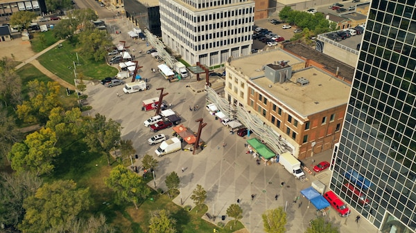 Le marché des fermiers au centre-ville de Regina, en Saskatchewan, en septembre 2023.