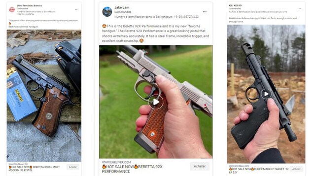 Les trois publicités offrent des armes à feu.