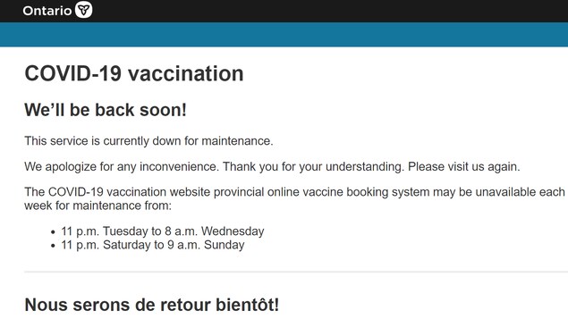 Passeport vaccinal : site web en panne en Ontario Passeport vaccinal : site web en panne en Ontario