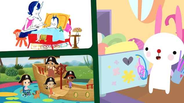 Images des trois dessins animés pour enfants. 