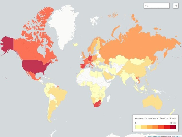 Quel Pays Rapporte Le Plus De Trophees De Chasse Au Lion La Reponse En Carte Les Cartes Week End Radio Canada Ca