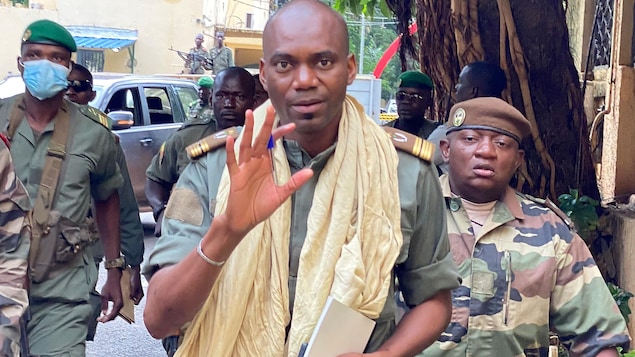 Sadio Camara alors q'il était colonel, lors du coup d'État de 2020.