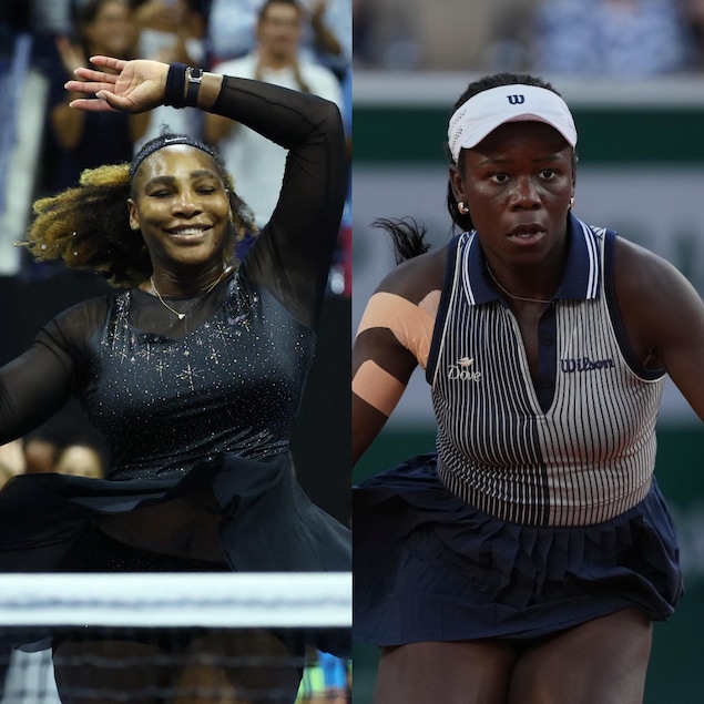 Collage photo montrant Serena Williams et Victoria Mboko