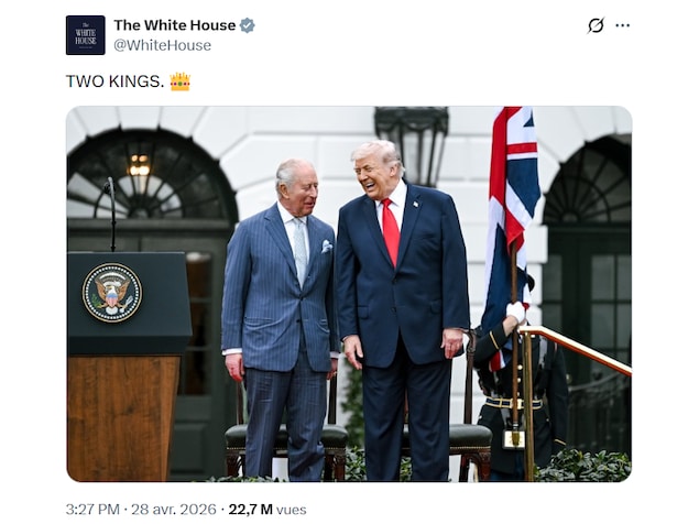 Une photo du roi Charles III et de Donald Trump publiée sur X.