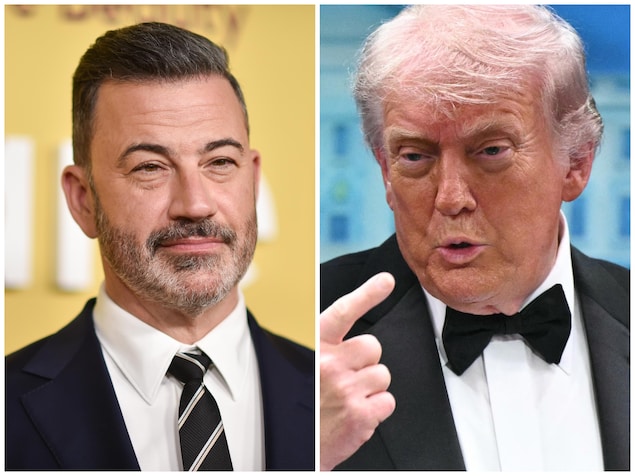 Collage photo où on voit Jimmy Kimmel et Donald Trump