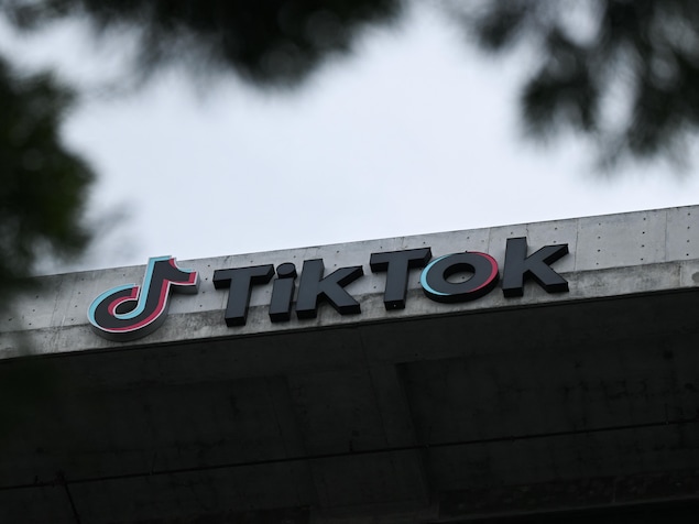 Le logo de TikTok dans les bureaux de Californie le 16 mars 2023.