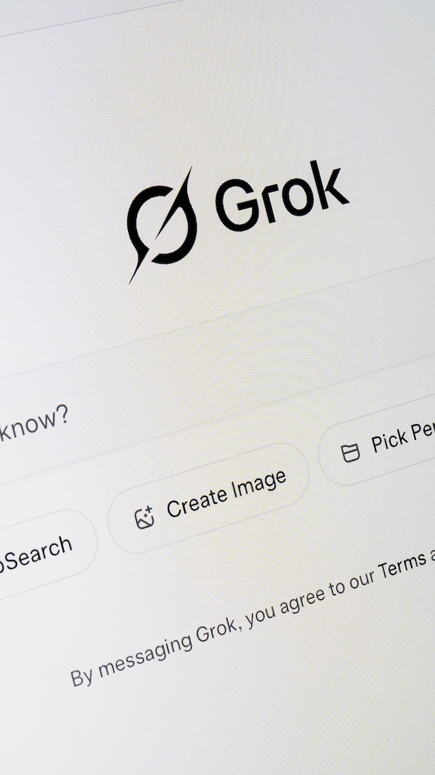 L'écran d'invite de commandes de l'application Grok AI.