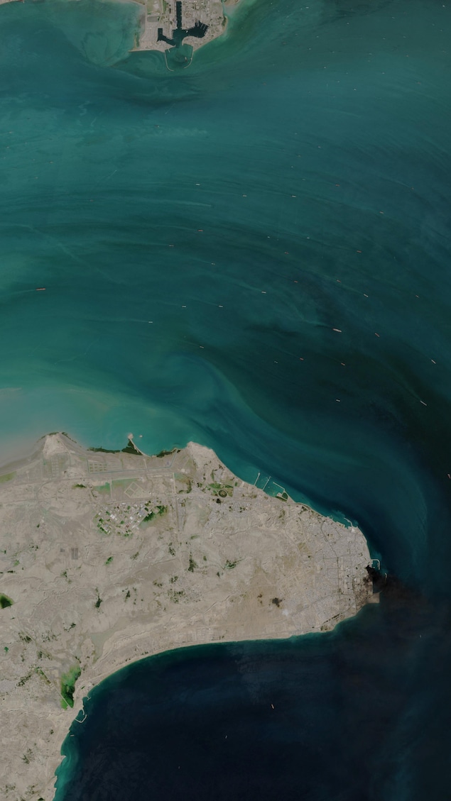 Une vue satellite du détroit d'Ormuz.