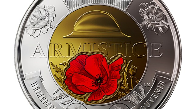 Le 2 $ soulignant le 100e anniversaire de l'Armistice mis en circulation par la Monnaie royale canadienne. Le 2 $ soulignant le 100e anniversaire de l'Armistice mis en circulation par la Monnaie royale canadienne.