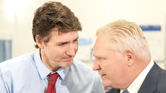 El primer ministro de Canadá, Justin Trudeau, y el primer ministro de la provincia de Ontario, Doug Ford.