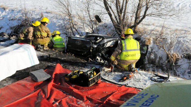 Accident ayant coûté la vie à Océane Pagé-Dufour le 18 mars 2016 sur la route 122 à Saint-Edmond-de-Grantham
