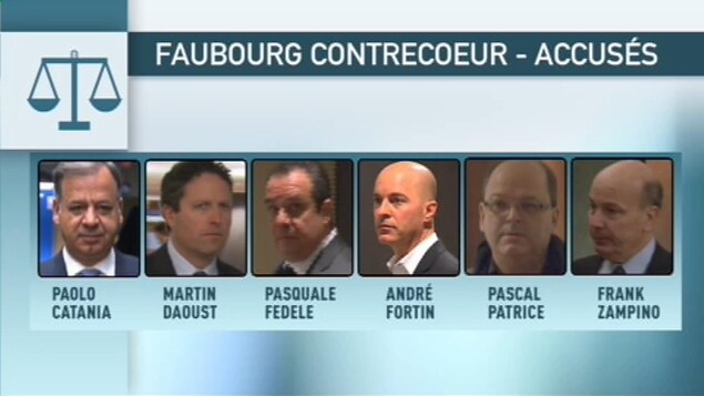 Les six accusés dans le procès du Faubourg Contrecoeur Les six accusés dans le procès du Faubourg Contrecoeur