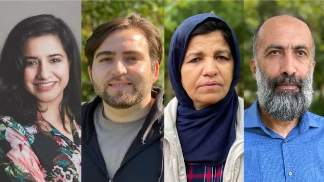 CBC News spoke with these Afghan Canadians who are calling on Ottawa not to let their country or loved ones be forgotten: Nazaneen Qauomi, left; Rustam; Sediqa Nawrozian and Mohammad Hashim Nazarwal. CBC News has agreed to identify Rustam by his first name only because his brother, a human rights activist, has not been able to make it out of Afghanistan.