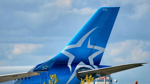 La queue d'un avion Air Transat.