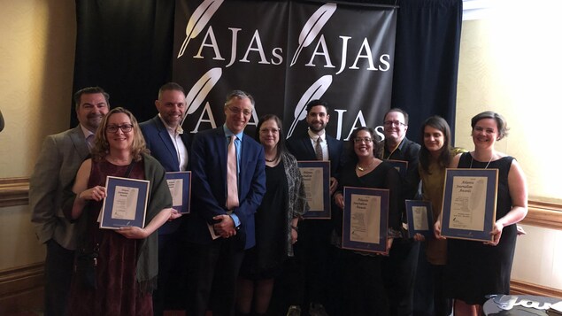 Photo de groupe de Radio-Canada Acadie aux Atlantic Journalism Awards le 11 mai 2019 à Halifax.