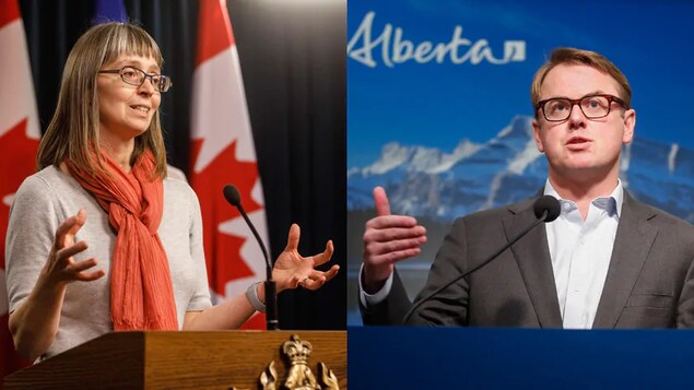 De droite à gauche : Deena Hinshaw et Tyler Shandro.