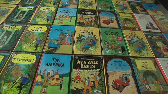 Les albums de Tintin en différentes langues font partie de l'exposition