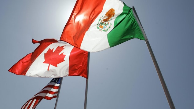 Les drapeaux mexicain, canadien et américain