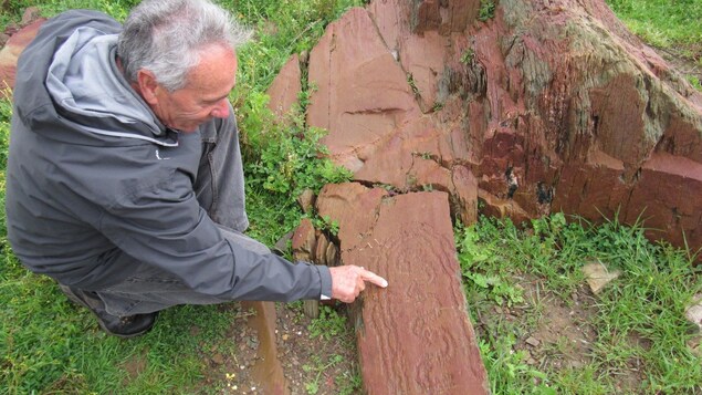 Joaquin Larios Cuello nous montre les gravures qu'il a localisé sur des rochers près d'Elvas au Portugal. 