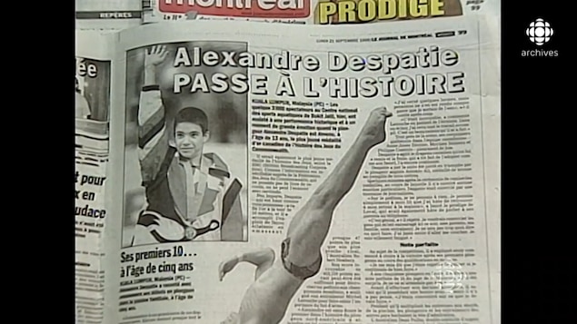 Article dans le journal intitulé « Alexandre Despatie passe à l’histoire », avec une photo du jeune athlète. 