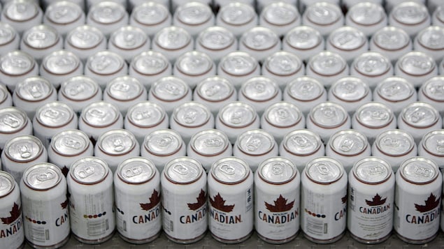 Des canettes de bière de la marque Molson Canadian. Des canettes de bière de la marque Molson Canadian.
