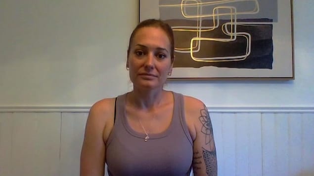 Amélie Lemieux lors d'une entrevue en visioconférence.