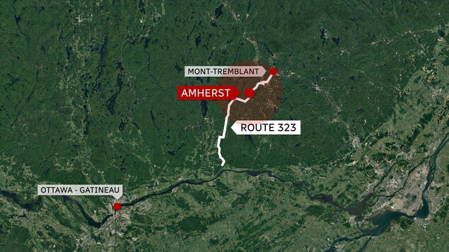 Une carte routière identifiant la municipalité de Amherst Une carte routière identifiant la municipalité de Amherst