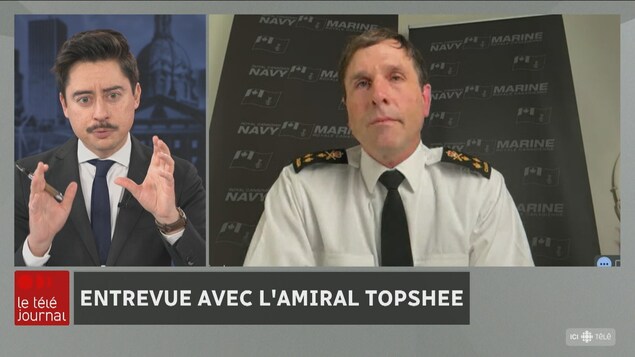 Le vice-amiral Topshee en entrevue avec Jean-Emmanuel Fortier de Le téléjournal Alberta.