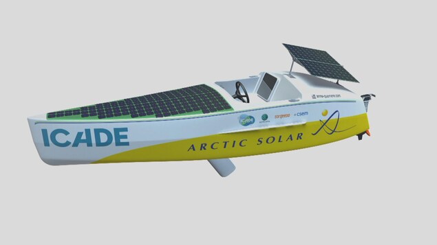 Le graphique d'un bateau avec des panneaux solaires. Le graphique d'un bateau avec des panneaux solaires.