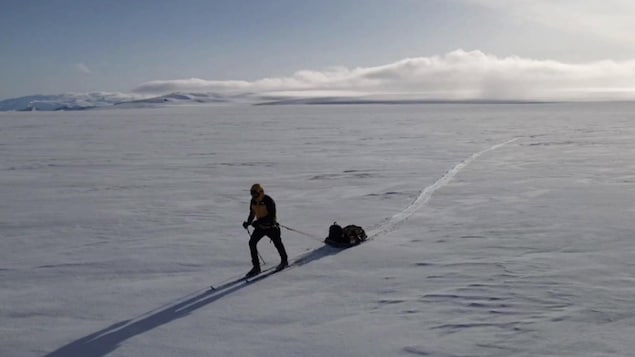 Antonin Durand sur un lac gelé