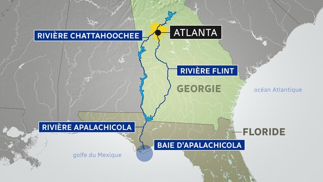 Carte du parcours de la rivière Apalachicola. Carte du parcours de la rivière Apalachicola.