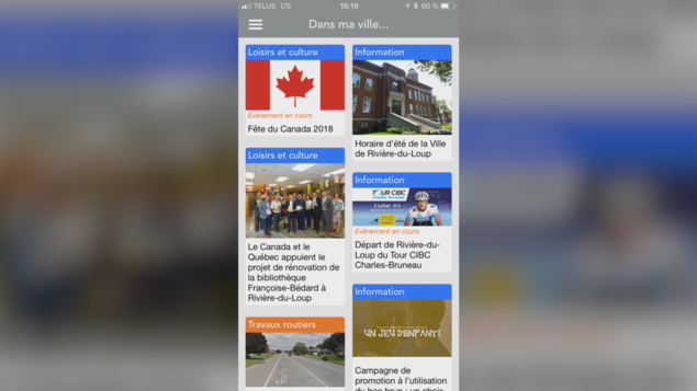 Une image de ce que l'on retrouve sur l'application de la Ville de Rivière-du-Loup. Une image de ce que l'on retrouve sur l'application de la Ville de Rivière-du-Loup.