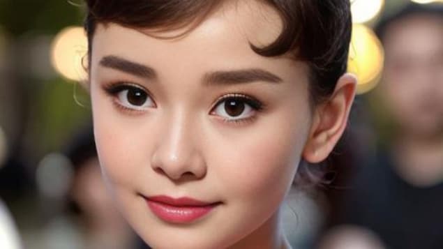 Jeune fille aux traits similaires à ceux d'Audrey Hepburn.