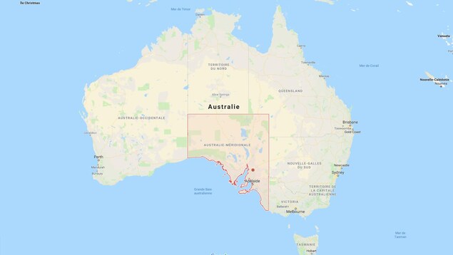 Une carte de l'Australie dont l'État d'Australie-Méridionale a été mis en évidence. Un point rouge indique la localisation de Jamestown, au nord d'Adélaïde. Une carte de l'Australie dont l'État d'Australie-Méridionale a été mis en évidence. Un point rouge indique la localisation de Jamestown, au nord d'Adélaïde.