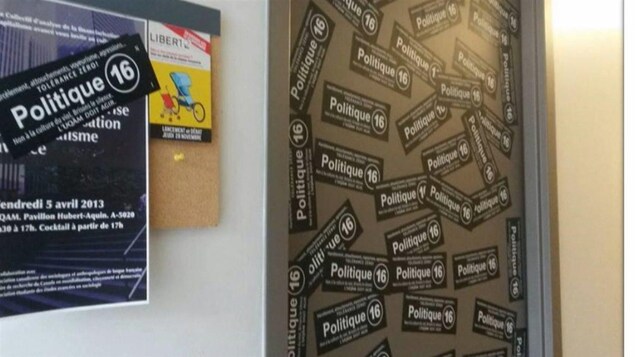 La porte d'un professeur accusé de harcèlement par des étudiants anonymes de l'UQAM en 2014. La porte d'un professeur accusé de harcèlement par des étudiants anonymes de l'UQAM en 2014.