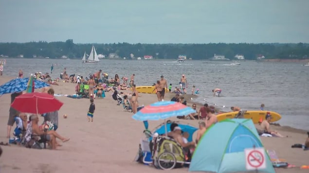 Many vacationers bask on Parlee Beach in Shediac, New Brunswick.