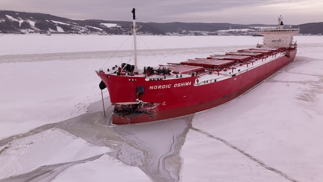 Le bateau Nordic Oshima, endommagé après un accident.