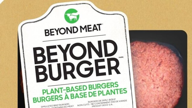 L'étiquette d'un hamburgers à base de plantes de la marque Beyond Meat
