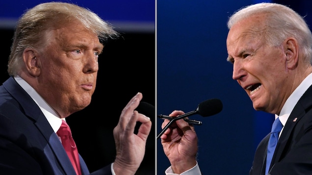 Le président américain Donald Trump et le candidat démocrate à la présidence Joe Biden lors du dernier débat présidentiel à l'université Belmont de Nashville, au Tennessee, le 22 octobre 2020.